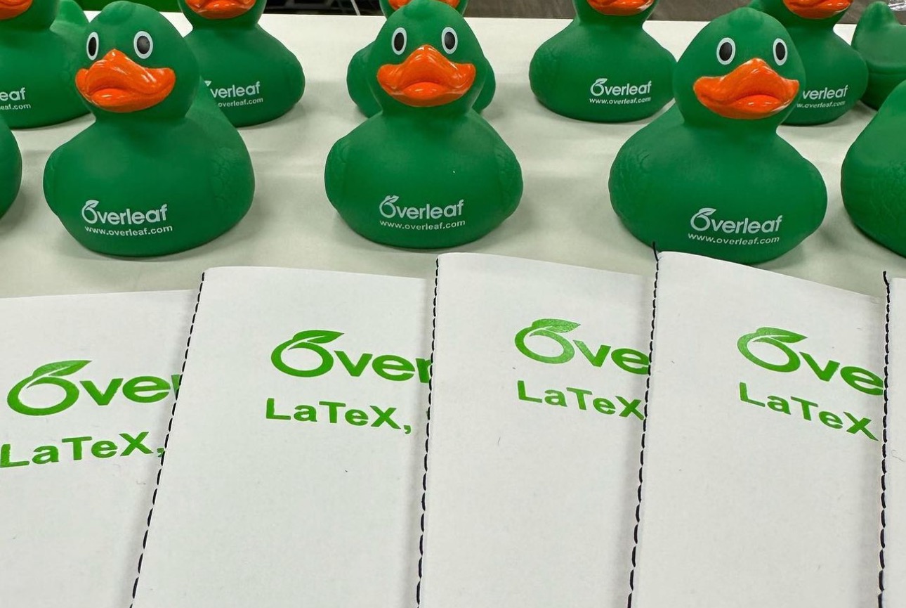 Overleaf branded rubber ducks