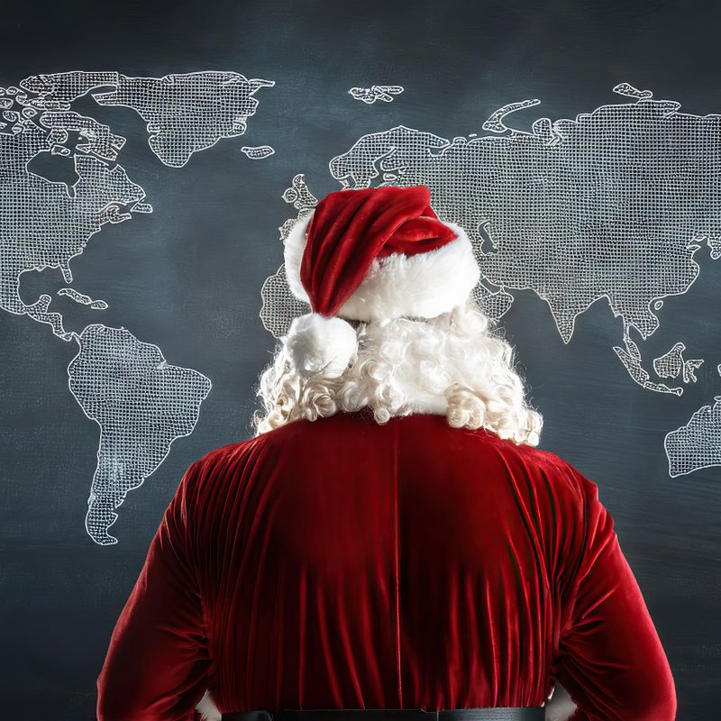 santa looking at a map